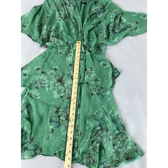 NT by Amati Layered Green Silk Floral Print 3/4 Sleeve‎  Dress Made in Italy S/M - Picture 7 of 13